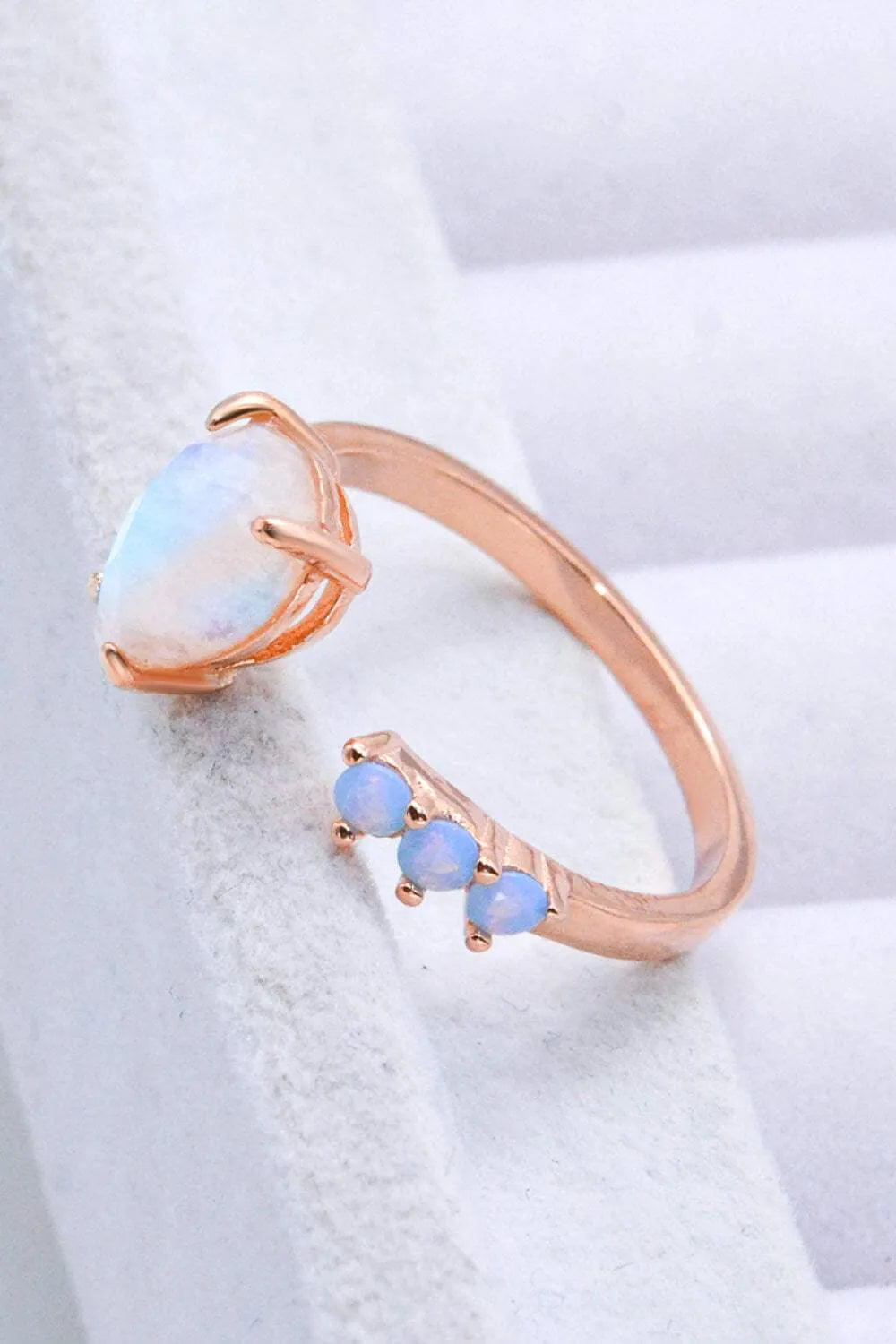 18K Rose Gold-Plated Moonstone Open Ring Moonstone - Tophatter Daily Deals